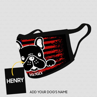 Personalized Dog Gift Idea - Bull Dog Shadow On American Flag For Dog Lovers - Cloth Mask
